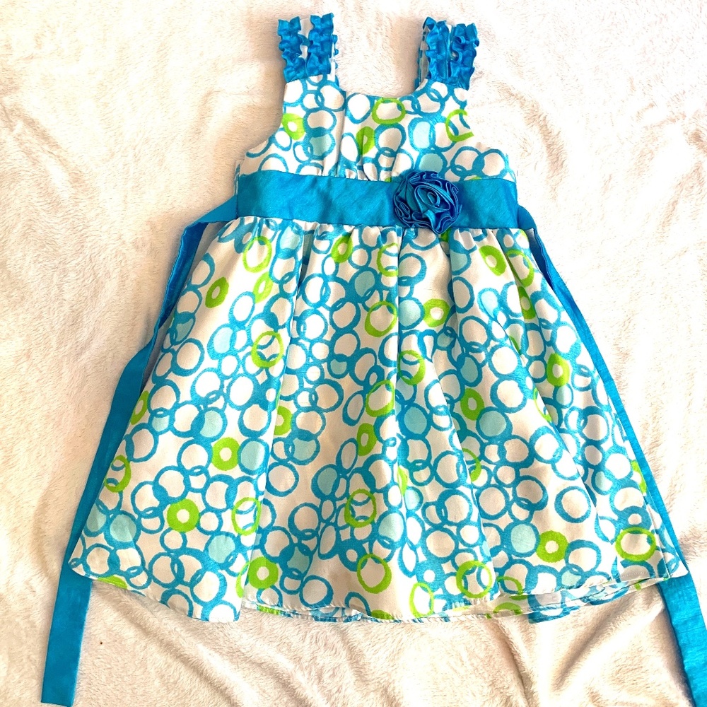 Green and blue circle girls dress